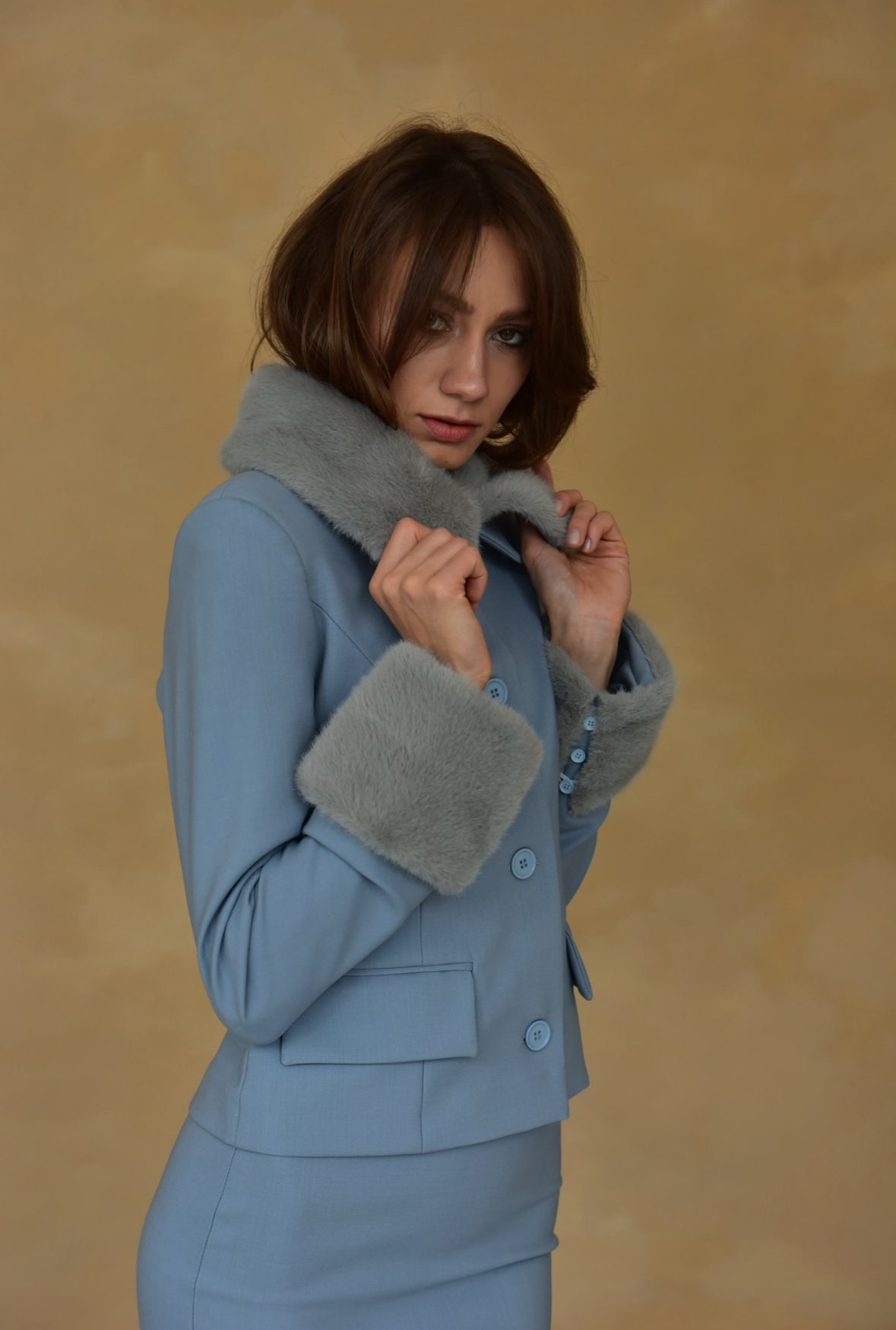 Jacke mit Pelzbesatz