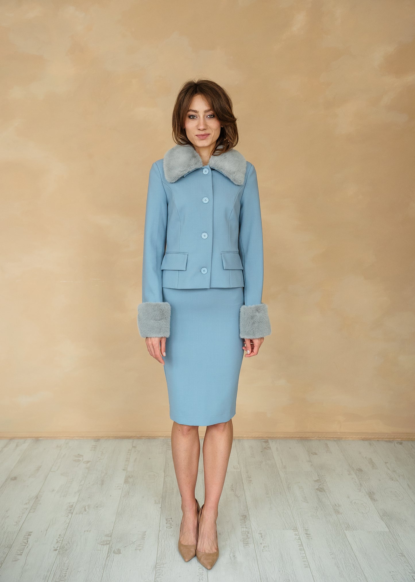 Jacke mit Pelzbesatz