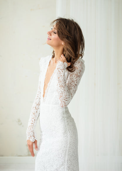 Kleid aus floraler französischer Chantilly-Spitze