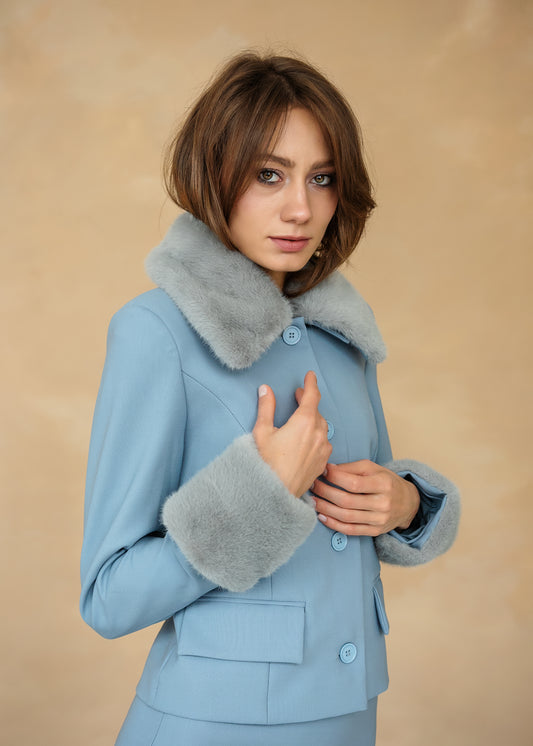 Jacke mit Pelzbesatz